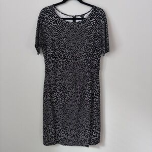 Ann Taylor polkadot black and white Sheath Midi Dress short Sleeved